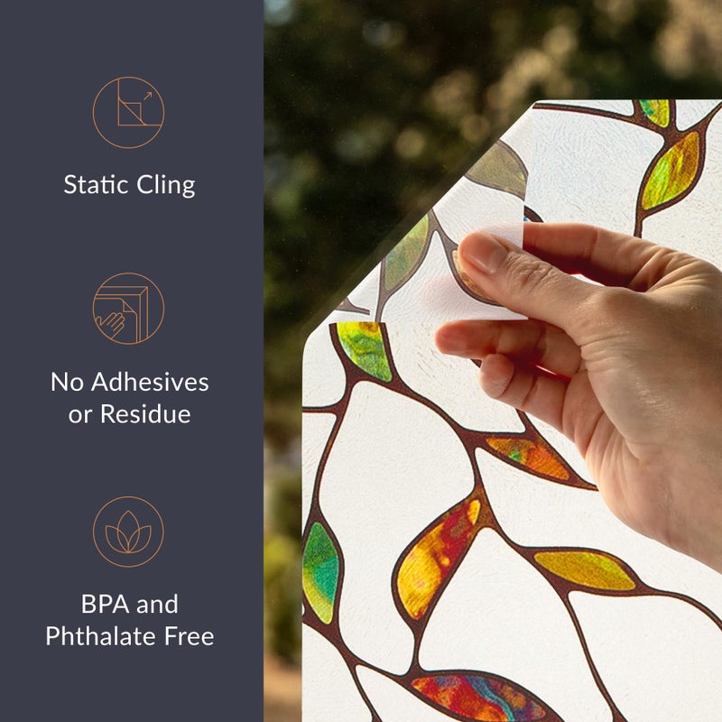 Artscape Cascade Sidelight | Window Privacy Film Stained Glass Pattern | Non-Adhesive & UV Protection | Easy to Apply & Removable | 12 x 83 inches | Made in USA - Image 3